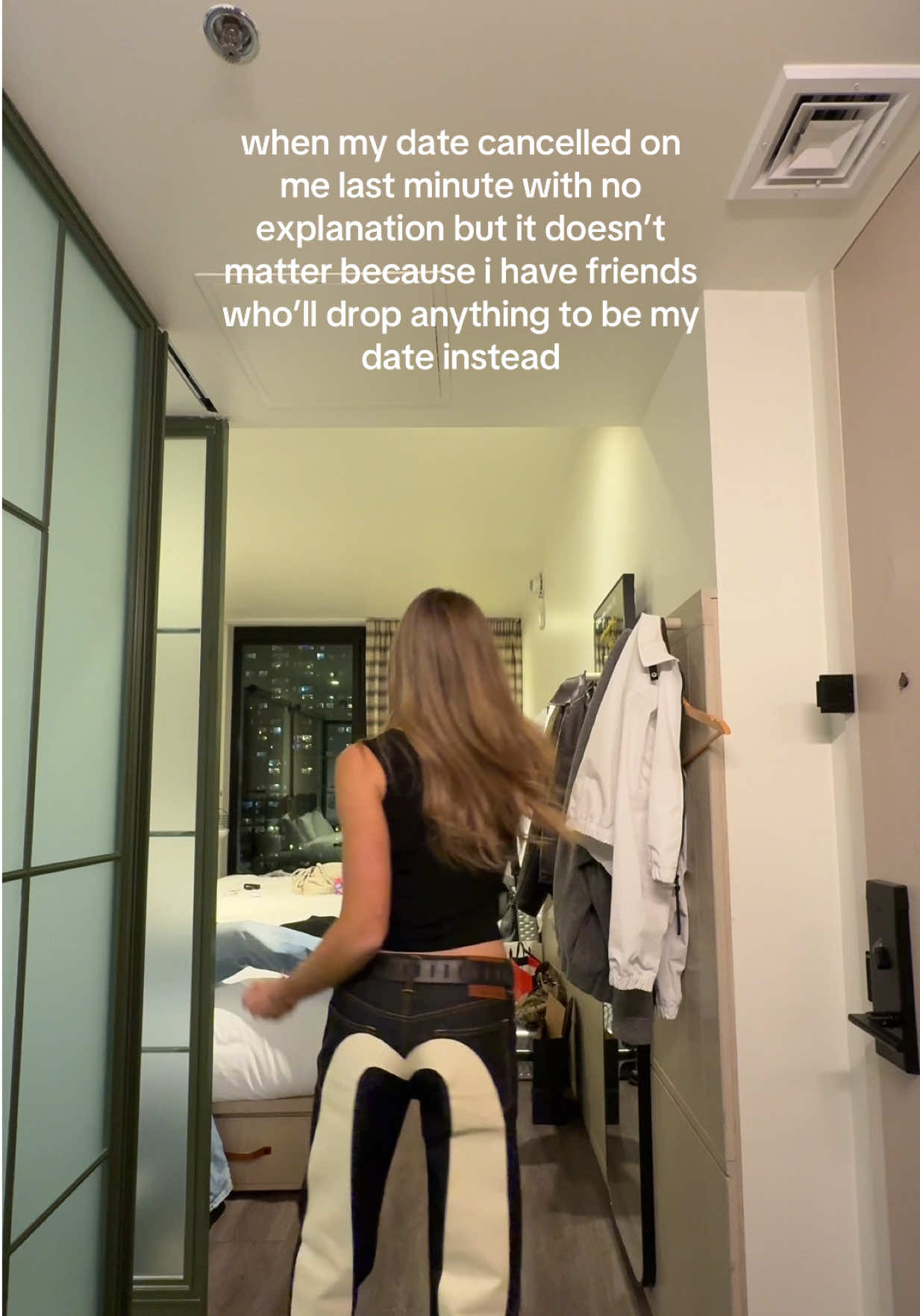 TikTok post by @millygoldsmith for Moxy Hotels. Caption reads: The modern dating world is just dating my friends....