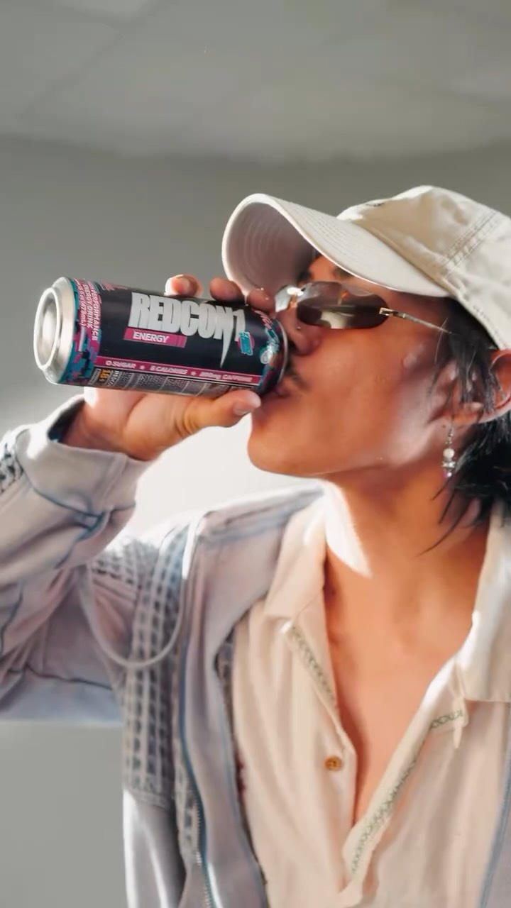 Instagram post by @redcon1energy for REDCON1. Caption reads: POV: your energy drink IS the fit 🥶

#redcon1....