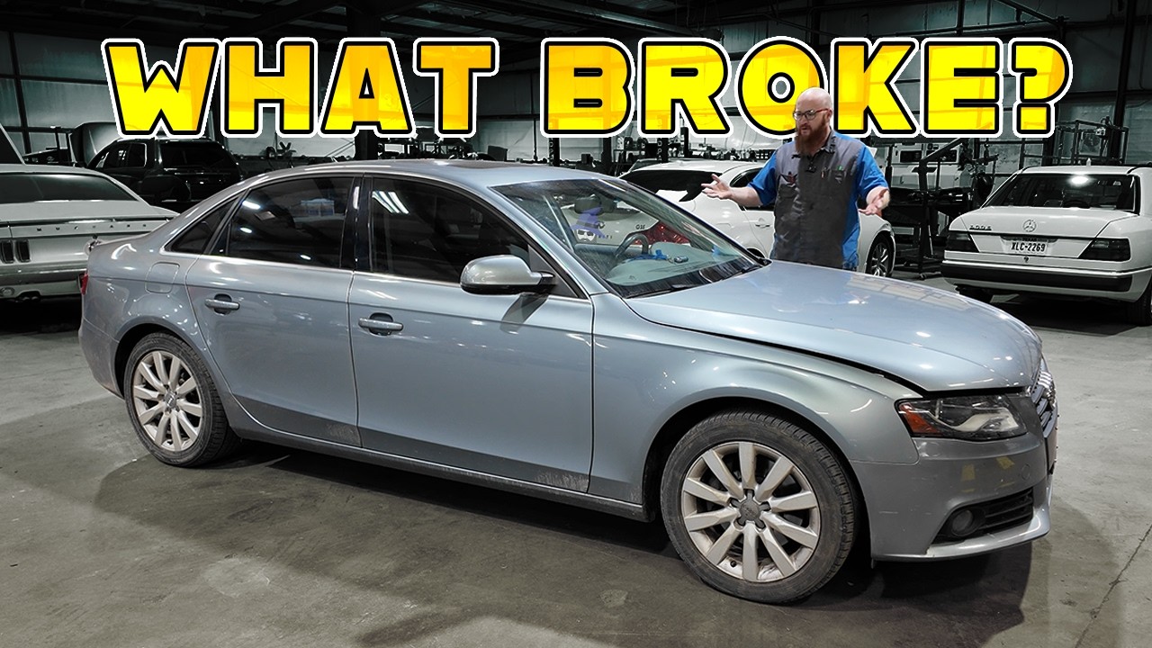 YouTube post by @CarWizard for BendPak. Caption reads: Audi A4: A True Diagnostic Nightmare TRIPLES the....