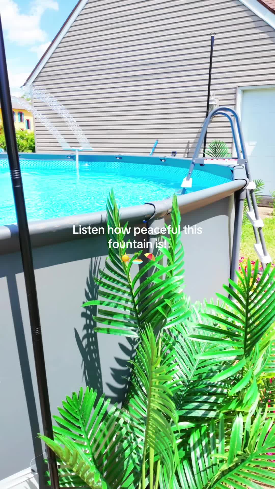 TikTok post by @amandanickathome for Poolhacker. Caption reads: @Poolhacker_official this pool fountain is such a....