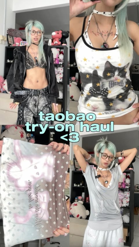 Instagram post by @blisterbunny for Taobao. Caption reads: [...] on haul for some new clothes i got from....