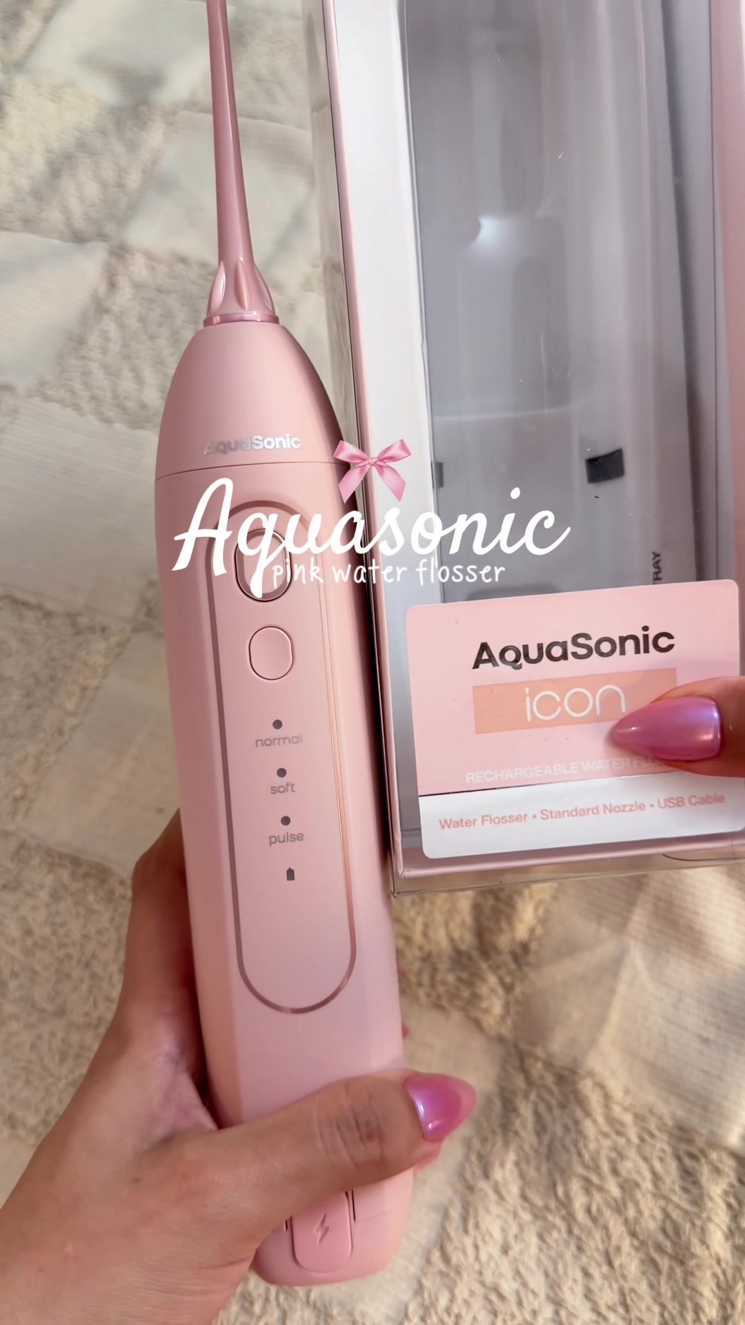 TikTok post by an influencer for AquaSonic. Caption reads: Best time to upgrade 💖 @AquaSonic #aquasonic....