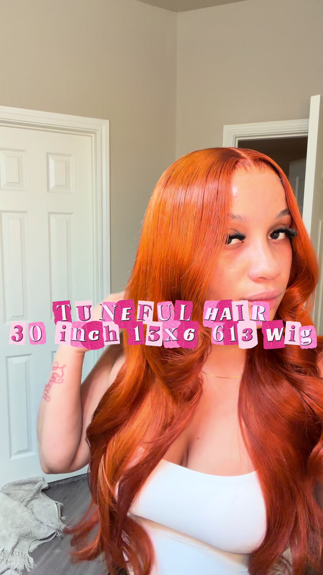 TikTok post by @_.alliisonn for Tuneful Hair US Shop. Caption reads: hair from : @Tuneful Hair US Shop 😍 #wigtok....