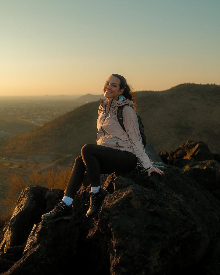 Instagram post by @alexiistherese for Eddie Bauer. Caption reads: #ad #EBPartner I fell in love with hiking last....
