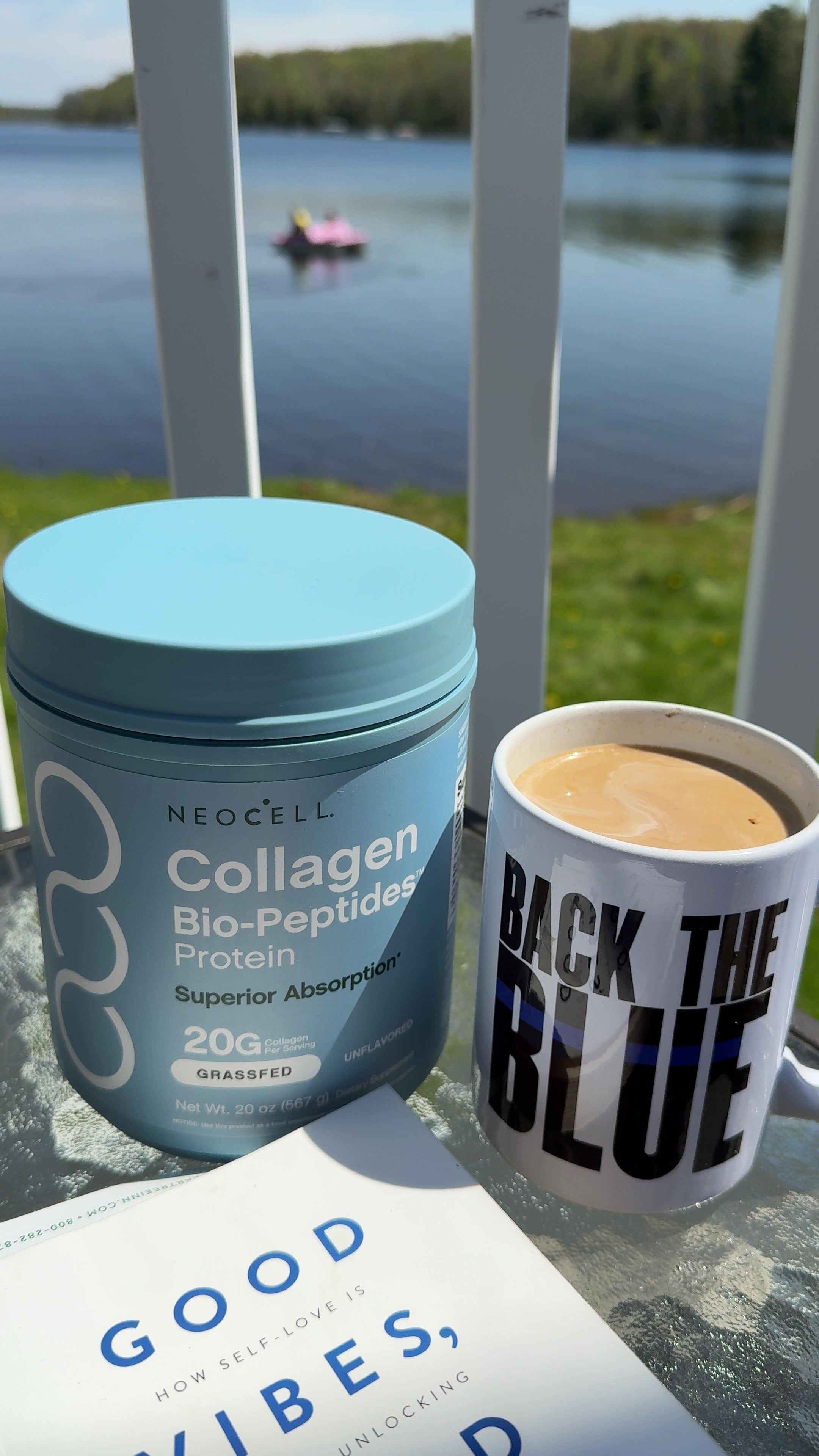 TikTok post by @dominique.minnesota for NeoCell. Caption reads: Perfect Sunday morning ☀️ ☕️ @NeoCell Collagen....