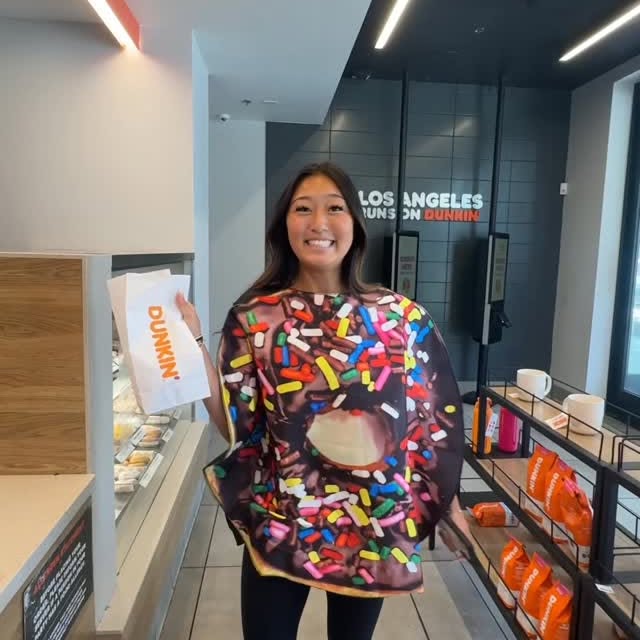 Instagram post by @paigetaylor.s for Dunkin’. Caption reads: woke up in a donut mood🍩 had to pull up to....