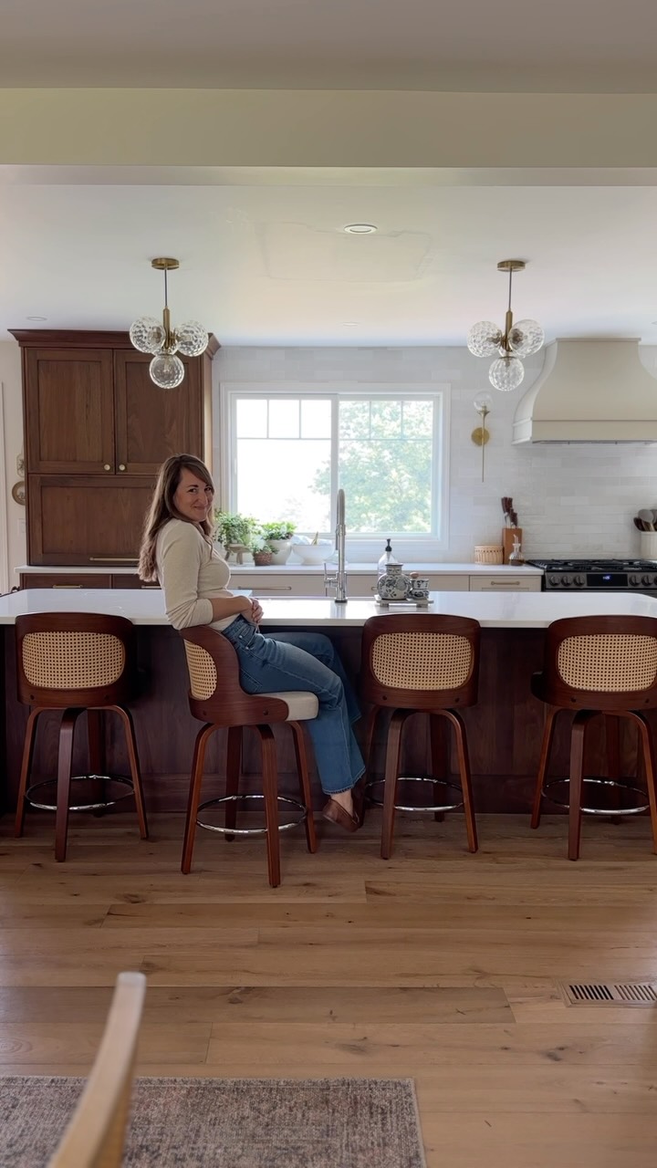 Instagram post by @graceinmyspace for Overstock. Caption reads: We utilize our kitchen island for every meal....