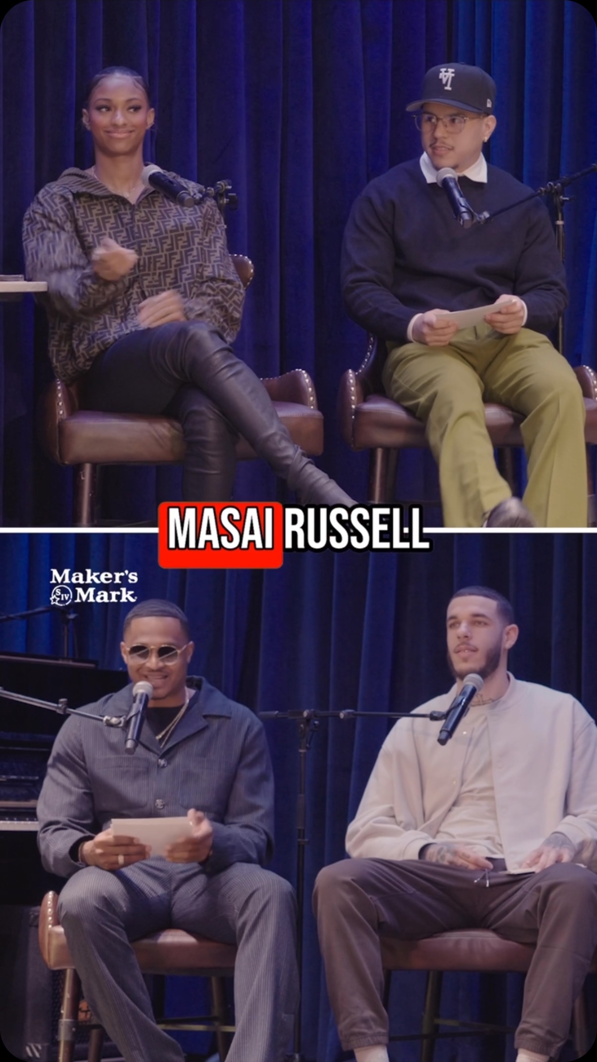 Instagram post by @ballinthefamilypod for Maker’s Mark. Caption reads: New WAE Show Episode w/ @masai_russell @makersmark....