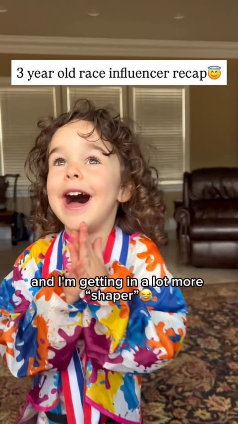 Instagram post by @trackclubbabe for Shokz. Caption reads: 3 YEAR OLD INFLUENCER RACE RECAP😭😂

Omg I was....