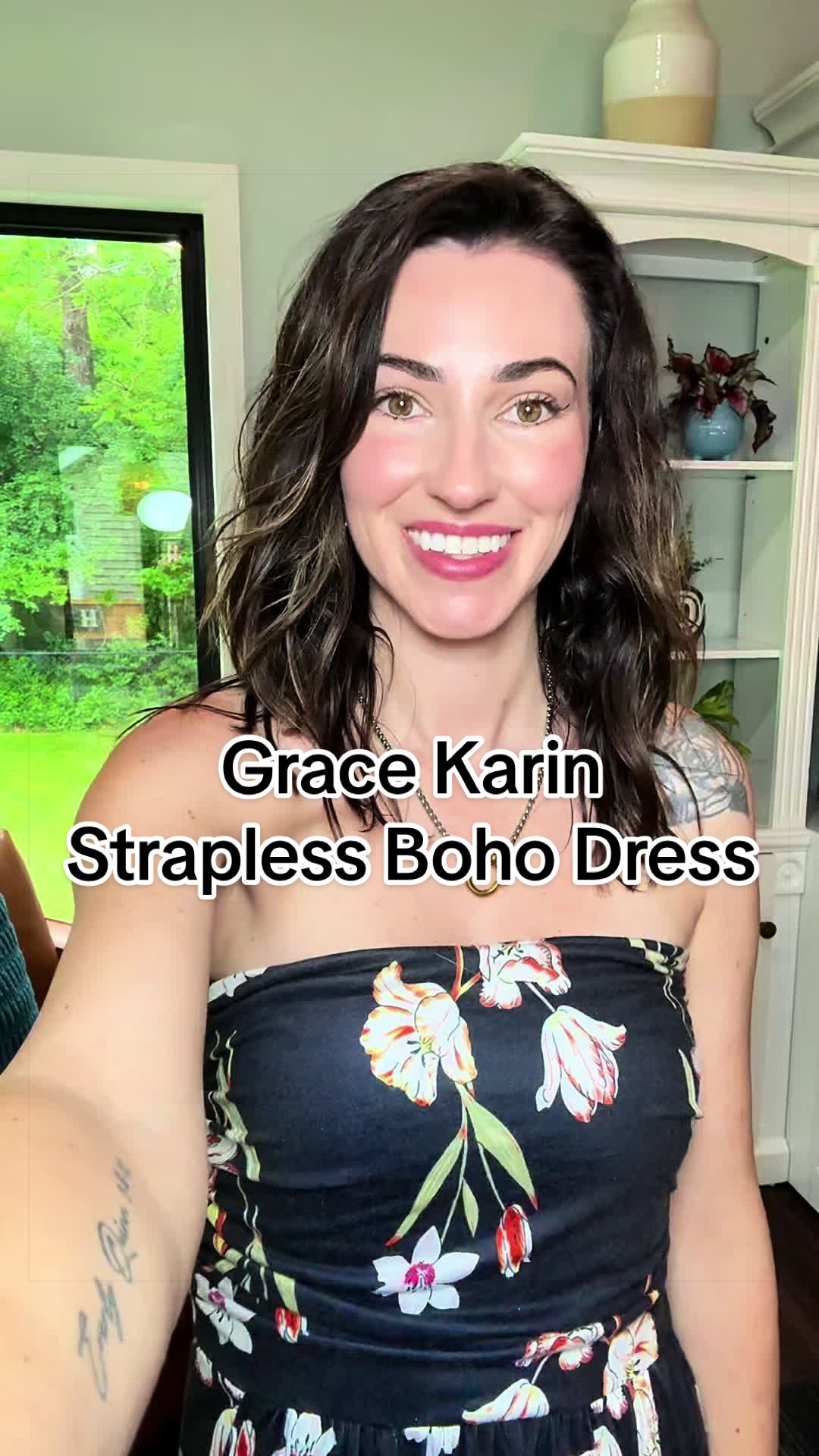 TikTok post by @erin.marie285 for Grace Karin US Shop. Caption reads: [...] cute boho maxi dress this one by @Grace....
