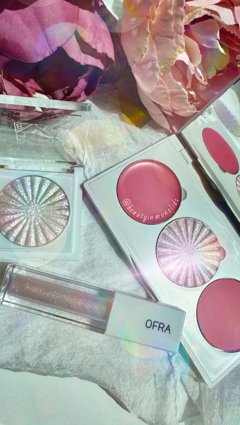 Instagram post by @beautyinmonolids for OFRA Cosmetics. Caption reads: 🌸 Ofra Cosmetics x Paul Dao - Feeling Pink [...].