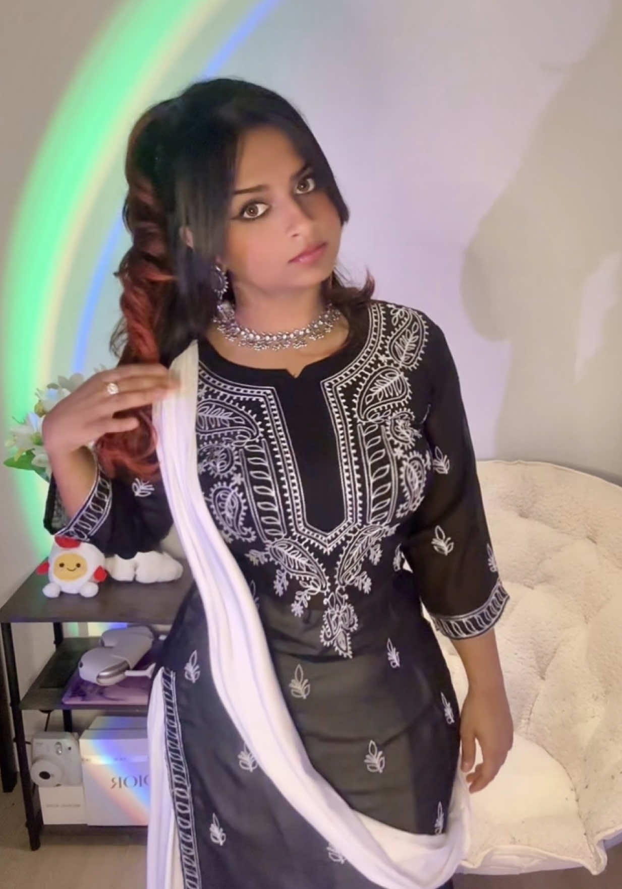 TikTok post by @tripti9502 for InfinityDress. Caption reads: [...] & Jewellery: @Laam  White dress:....