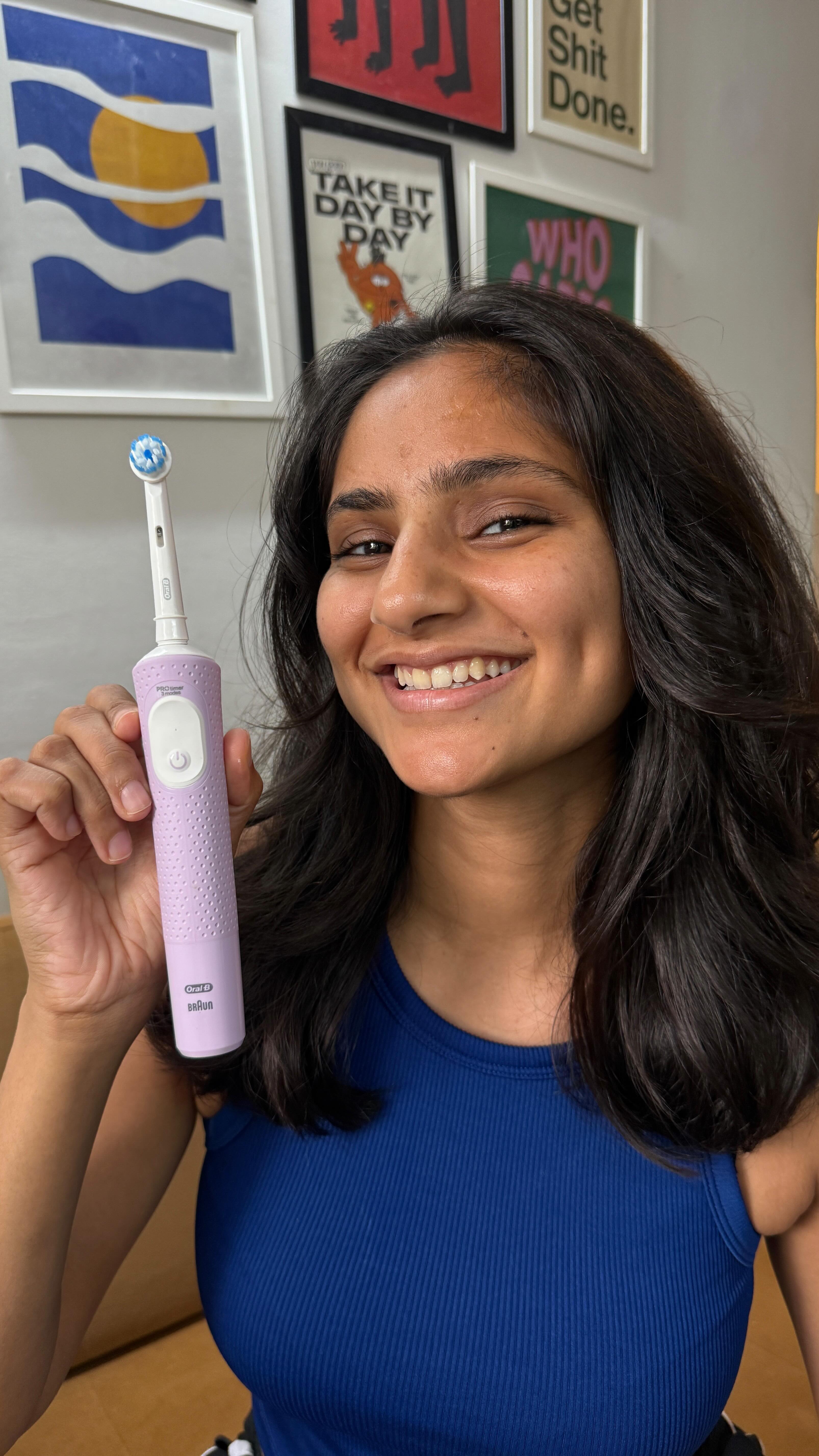 Instagram post by @overlydaa for Oral-B. Caption reads: My boyfriend finally found a new brushing partner!....