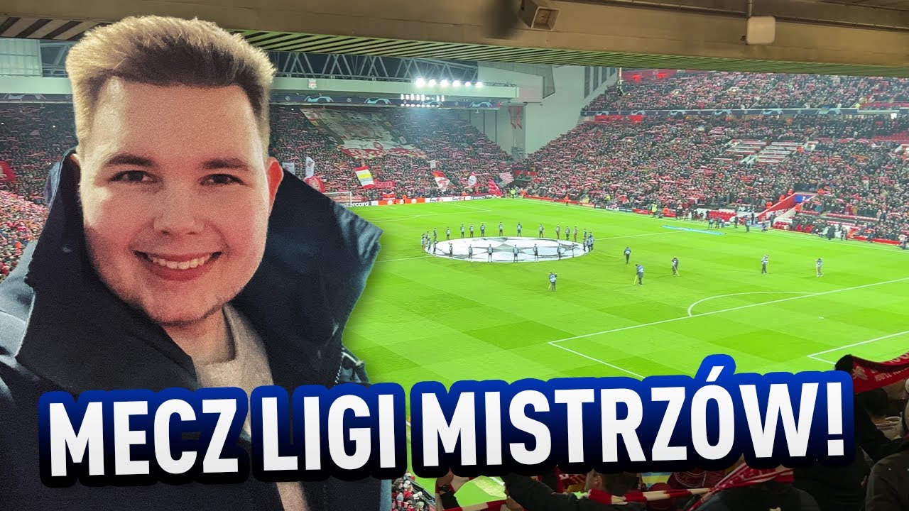 YouTube post by @PLKD for mBank. Caption reads: I flew to ENGLAND for the CHAMPIONS LEAGUE MATCH!....