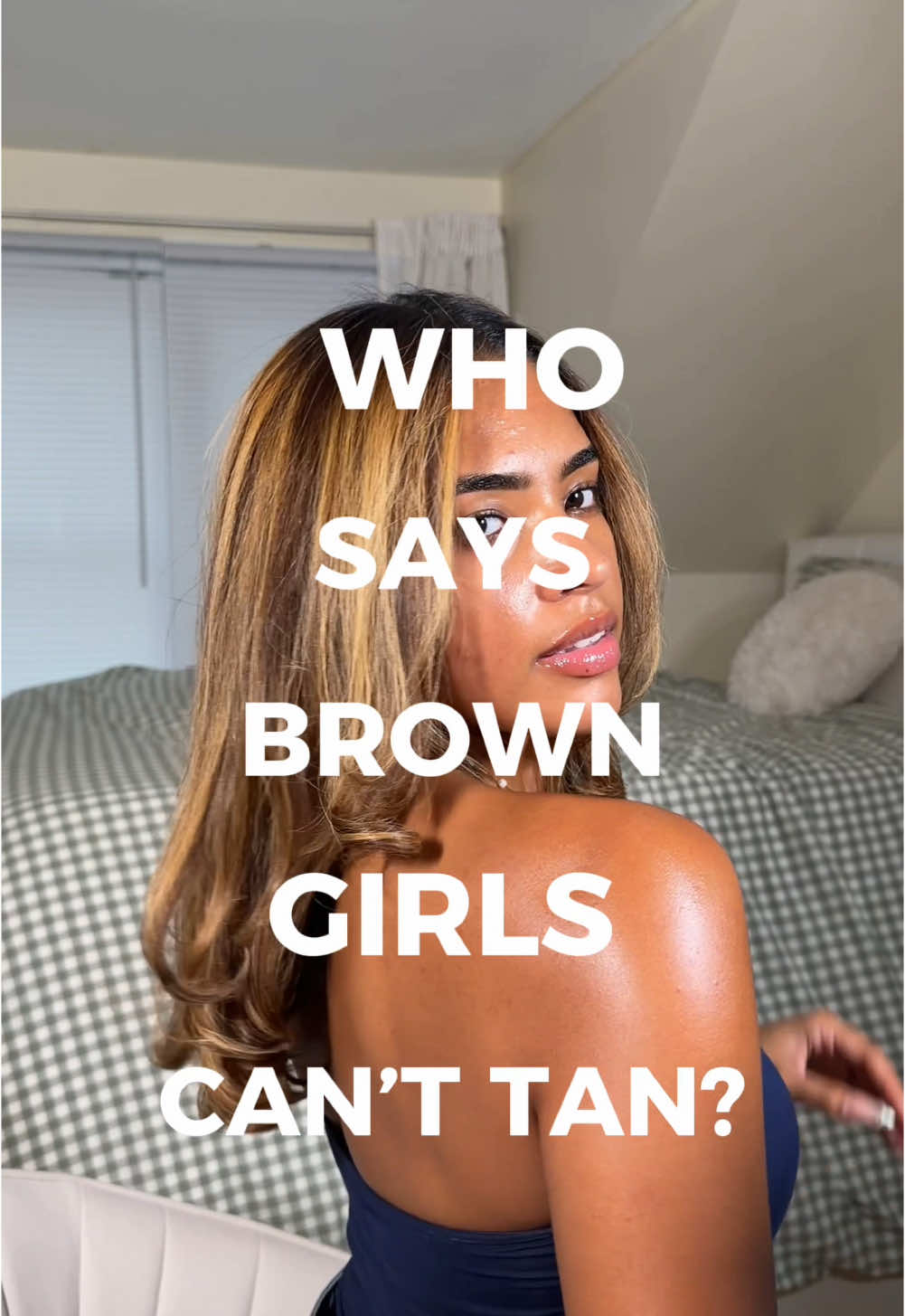TikTok post by @ashtinsanchezz for b.tan // b.fresh. Caption reads: Who says brown girls can’t tan? Definitely not....