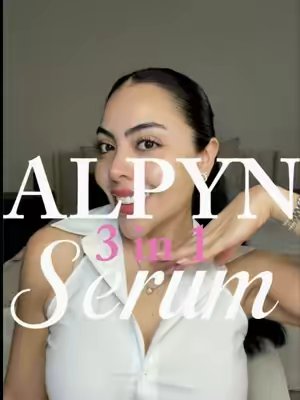 TikTok post by @naomiorona3 for Alpyn Beauty. Caption reads: [...] by Alpyn✨🤍 love this 3 in 1 serum💕 @Alpyn....