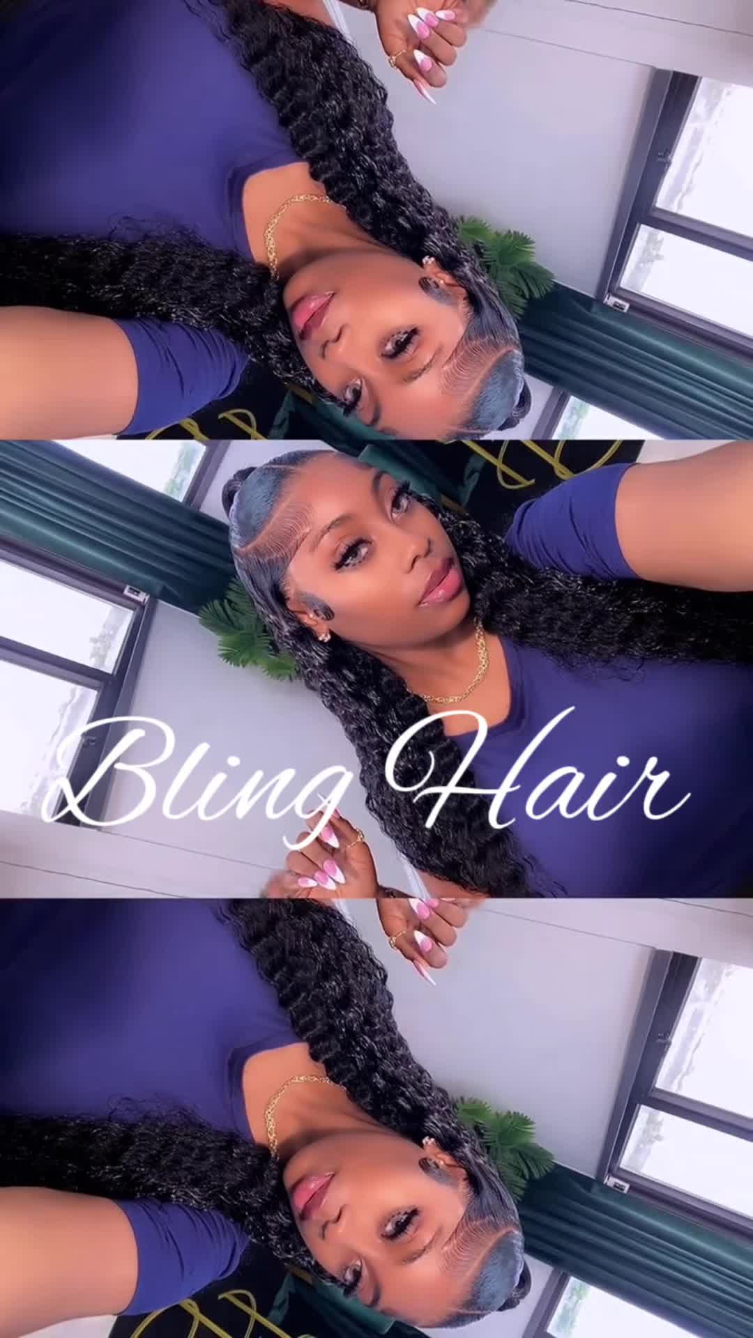 TikTok post by @callherroyalty_ for Bling Hair. Caption reads: Love me some @Bling Hair Fashion deep wave 38 in....