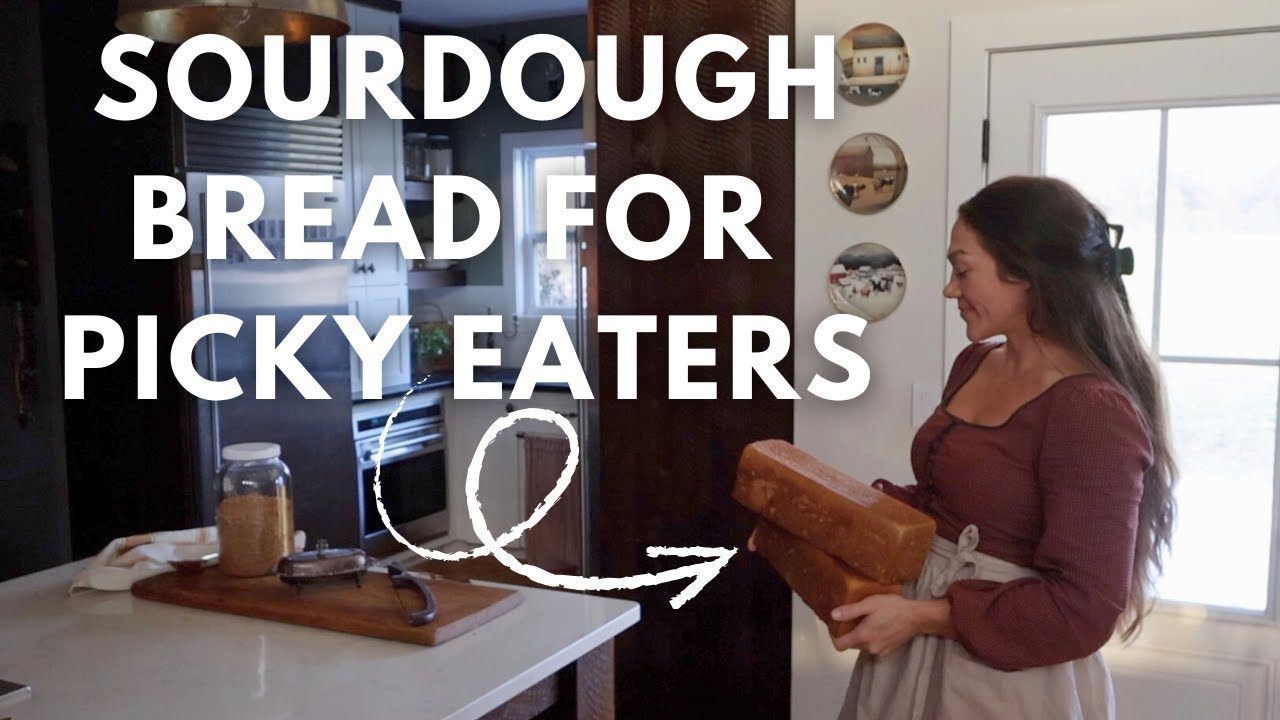 YouTube post by @HopewellHeights for NutriMill. Caption reads: The BEST everyday sourdough bread recipe |....