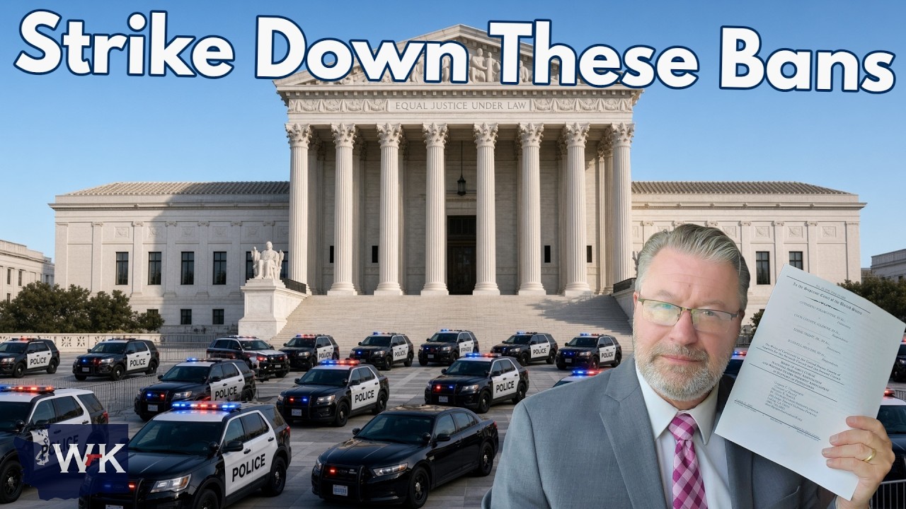 YouTube post by @WashingtonGunLaw for AvantLink. Caption reads: When Even the Cops Fight Your Assault Weapon Ban.