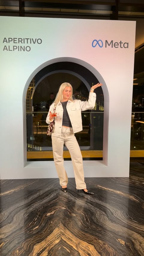 Instagram post by @oliviasmartx for Meta. Caption reads: [...] Olympic kit for a night with @meta 😍....