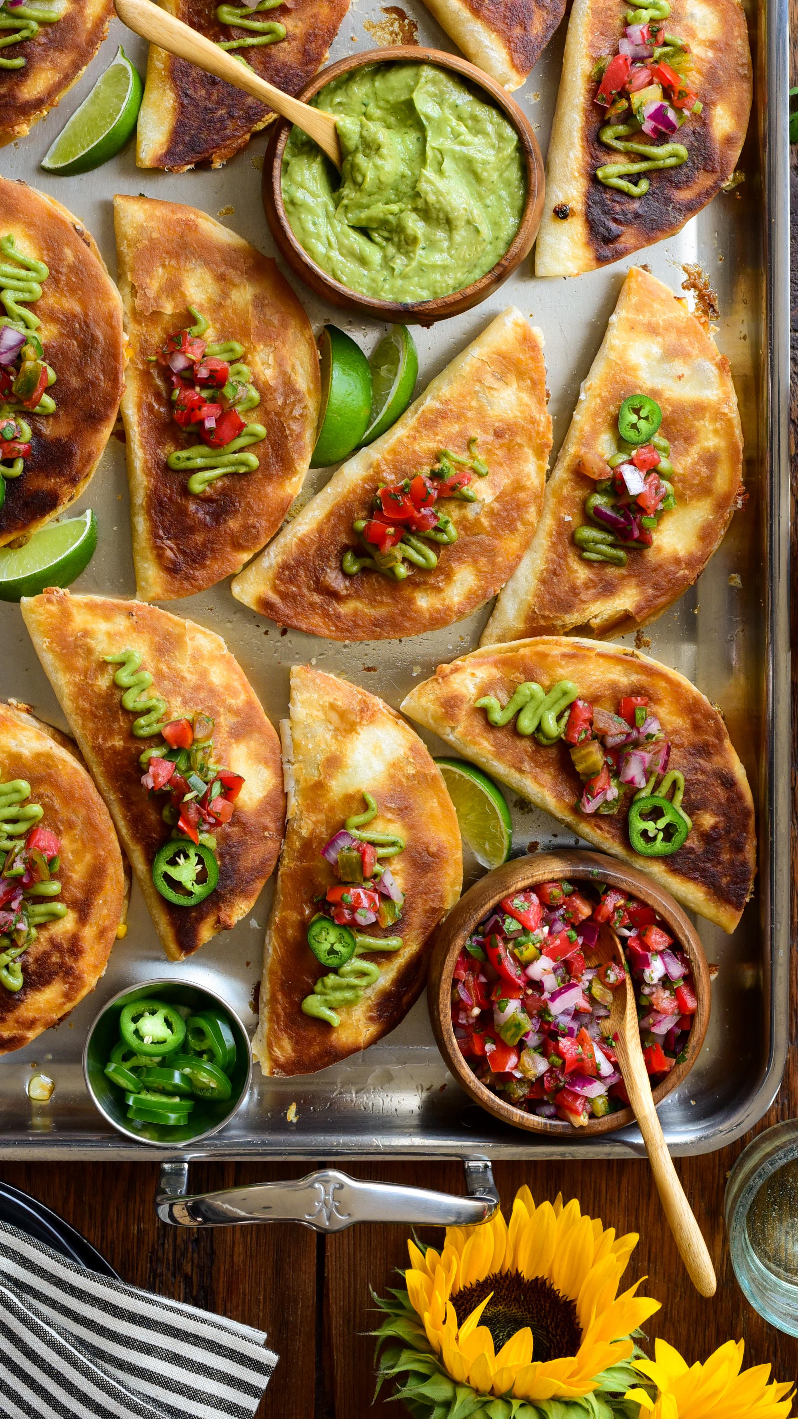 Instagram post by @zimmysnook for Hedley & Bennett. Caption reads: Cheesy Chorizo Quesadillas (or Crispy Tacos),....