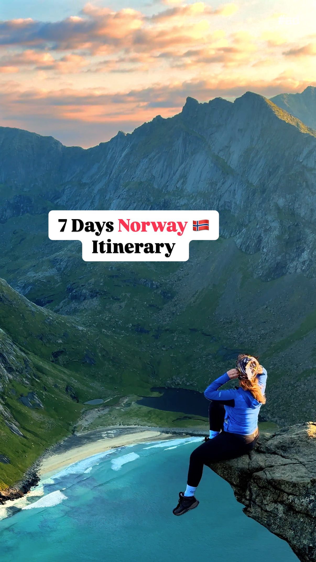 Instagram post by @radhika_nomllers for Google India. Caption reads: Save this reel for your 7-day Norway plan!....