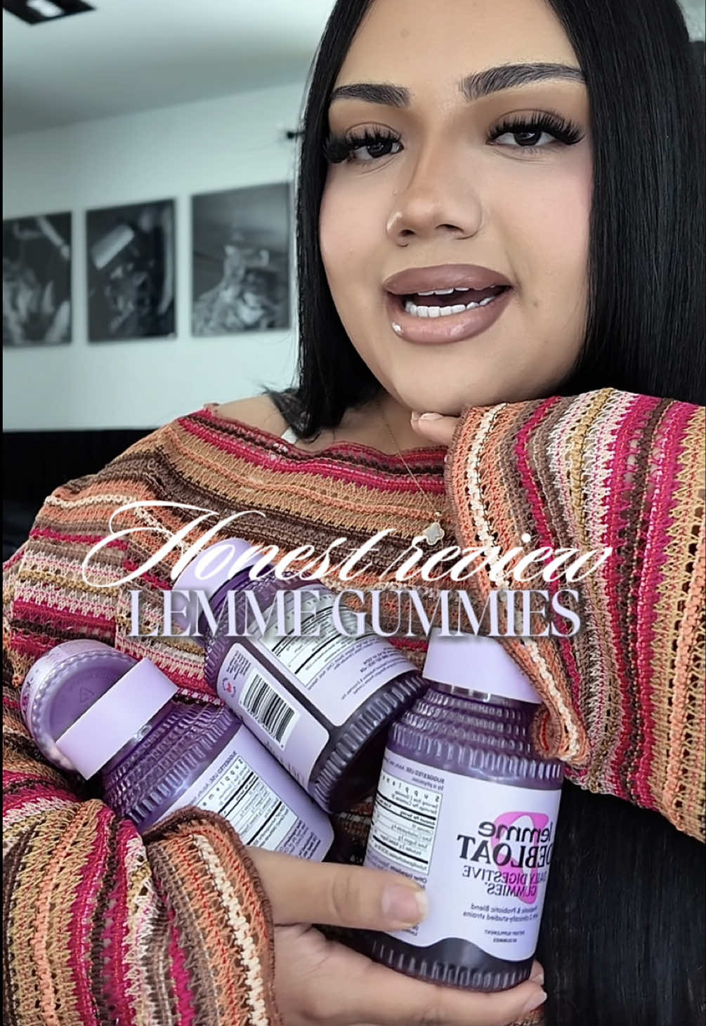 TikTok post by @vidadejannet for Lemme. Caption reads: my review on @lemme gummies! 💜 can’t wait to try....