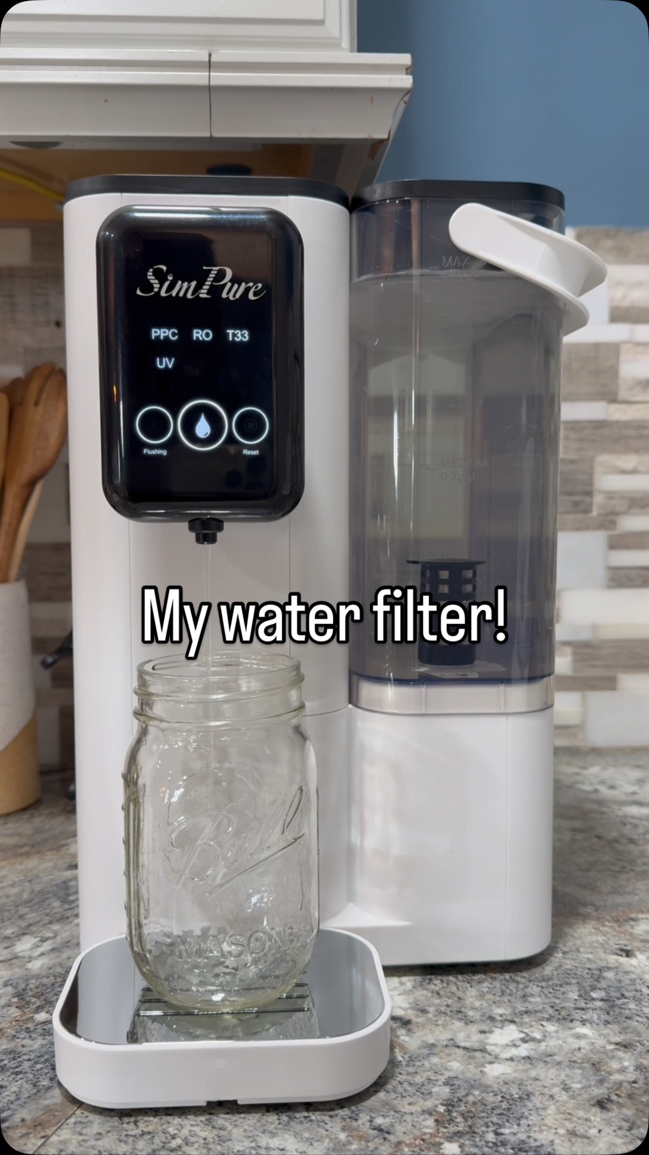 Instagram post by @happyacreshomesteadmn for SimPure. Caption reads: [...] to be perfect earth magical safe water.....