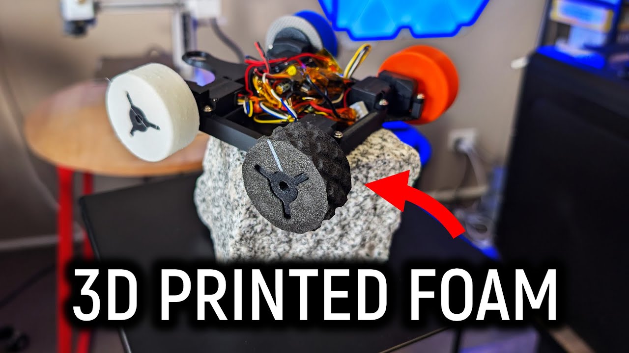 YouTube post by @MakersMuse for PCBWay. Caption reads: 3D Printed FOAM Wheels - Do they work?.