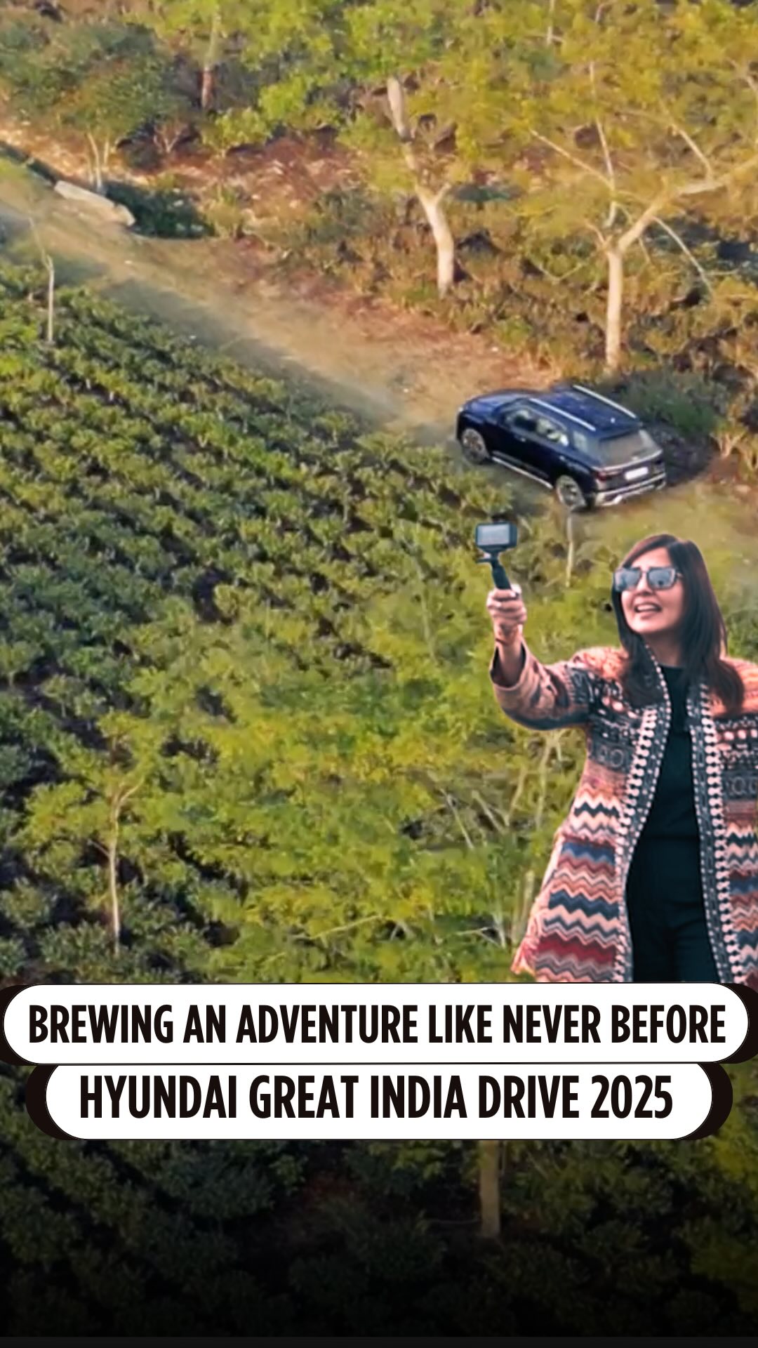 Instagram post by @garimaavtar for Hyundai India. Caption reads: Brewing an adventure like never before! ☕🚘🌿
Join....