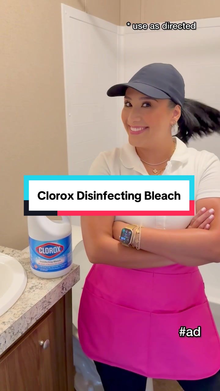 TikTok post by @vanesamaro91 for Clorox. Caption reads: #ad @Clorox Disinfecting Bleach is my go-to for a....