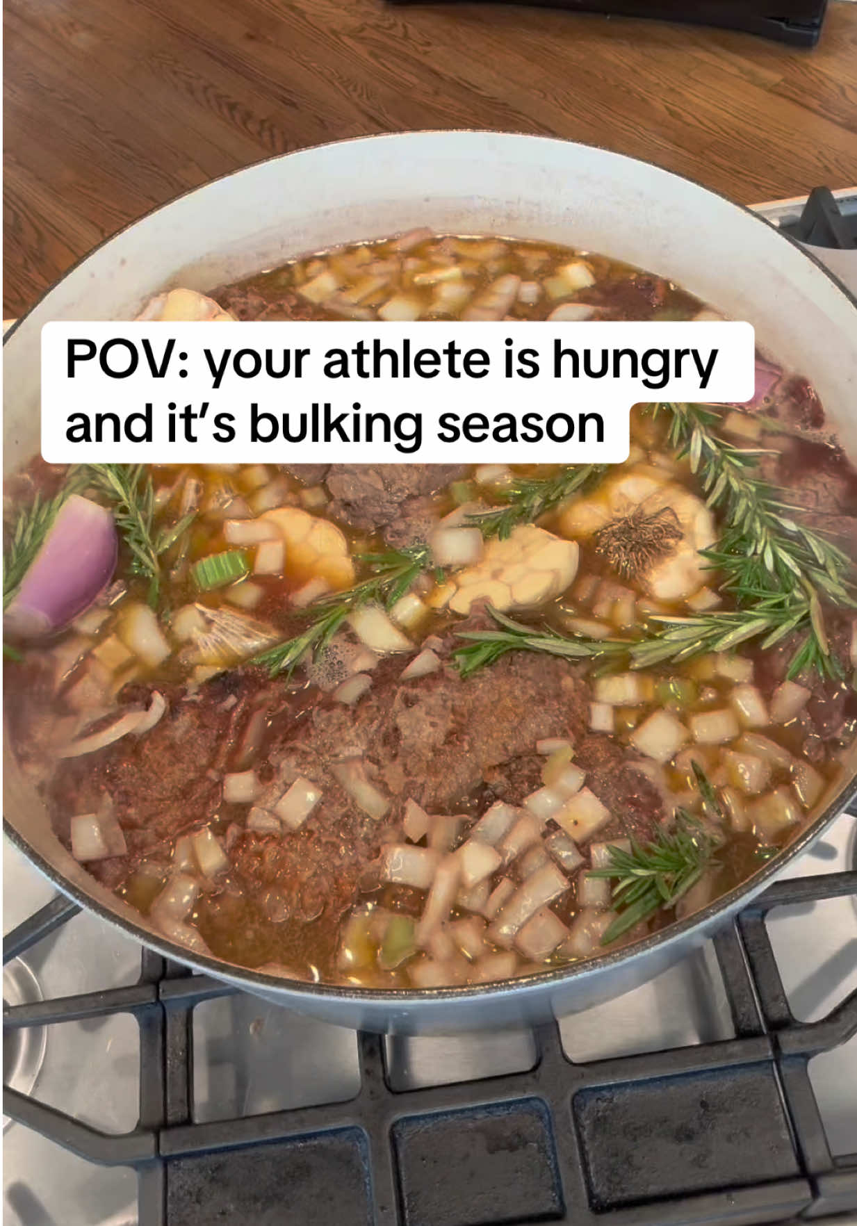 TikTok post by @seattlehanddoc for Le Creuset. Caption reads: Red Wine Braised Chuck Roast Ingredients: 	•	Meat....