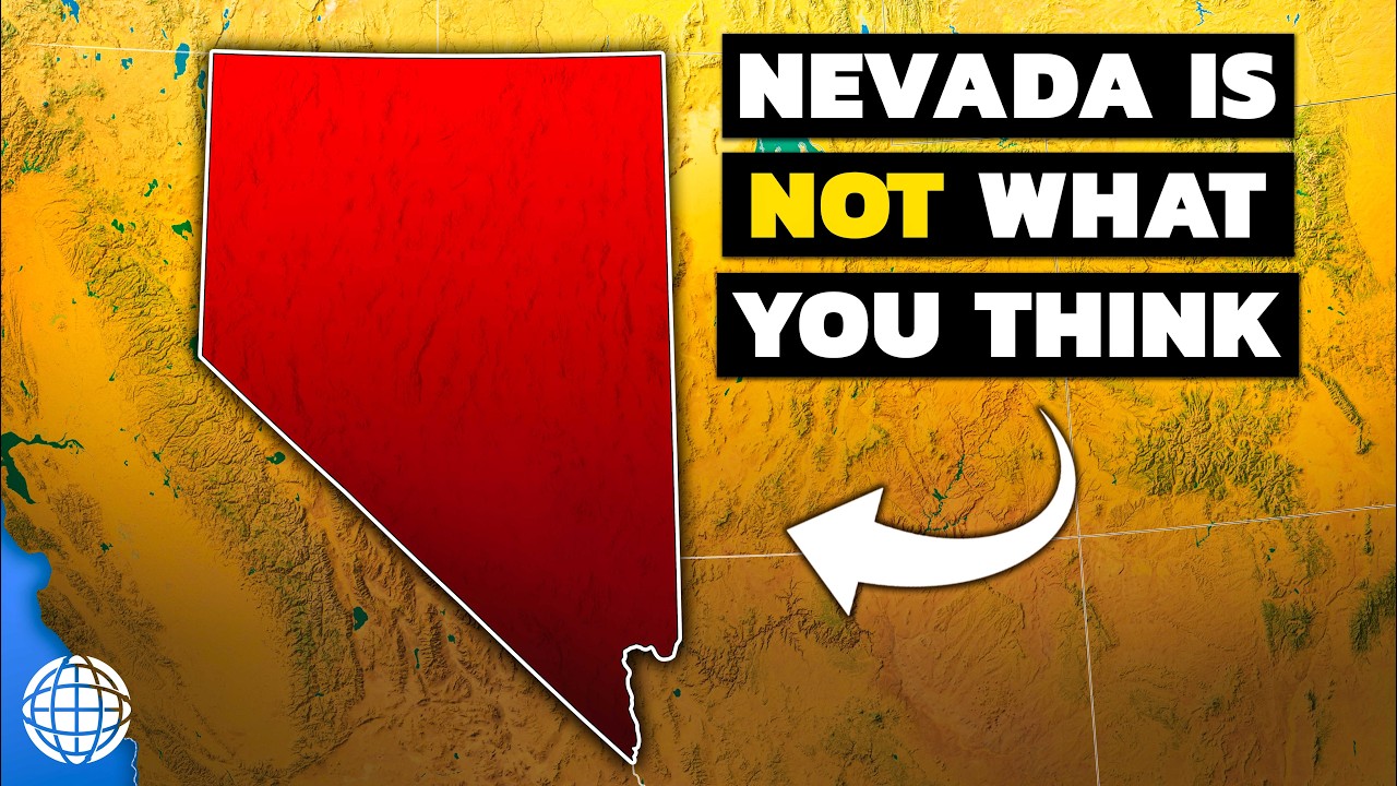 YouTube post by @GeographyByGeoff for Envato. Caption reads: Why Nevada's Geography Might Be America's Best....