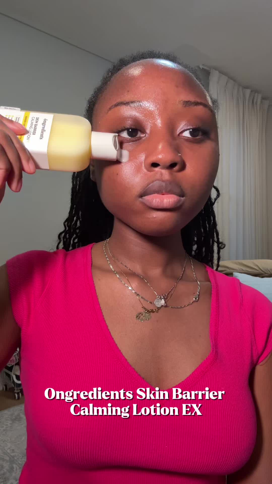 TikTok post by @naakwateley for Ongredients US Store. Caption reads: ad! glowy base for an even glowier makeup look....