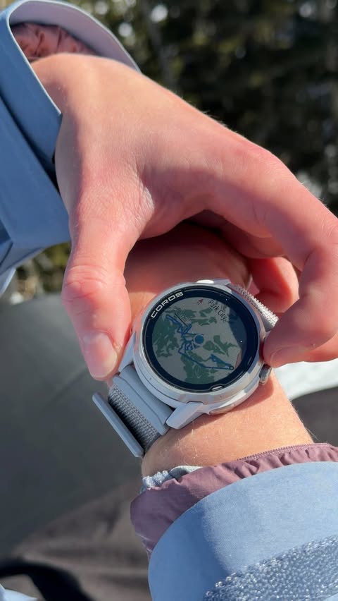 Instagram post by @trail_carrot for COROS. Caption reads: women in stem 🤝 data my watch: COROS APEX 4....