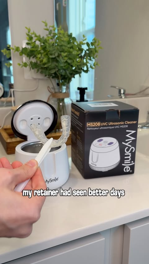 Instagram post by @mysmileusa for MySmile. Caption reads: best retainer cleaner from @mysmile @mysmileusa 🦷....
