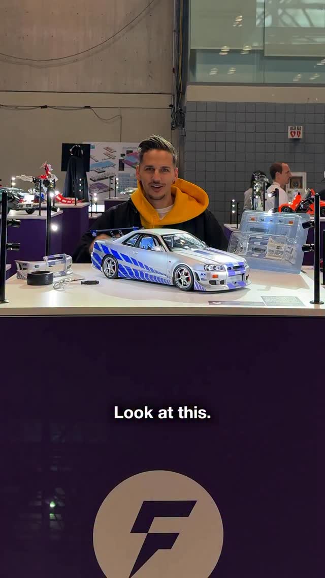 Instagram post by @supercarblondie for Fanhome. Caption reads: Building a replica of the Nissan Skyline from the....