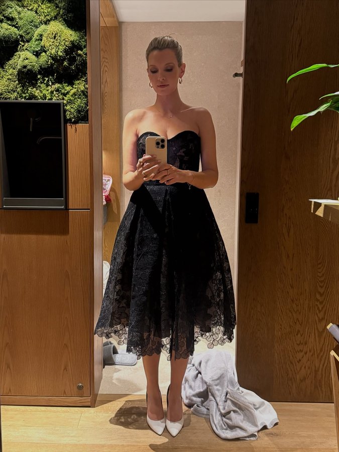 Instagram post by @ruthcrilly for Nadine Merabi. Caption reads: What I wore last night and HOW much do I wish I’d....