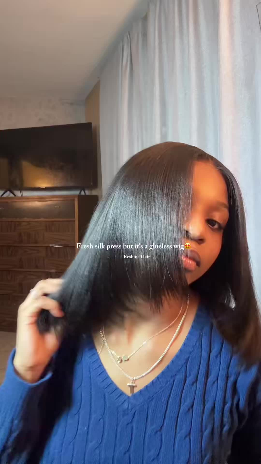 TikTok post by @iiamteresak for Reshine Hair. Caption reads: @Reshinehair such a cute natural wig and so [...].