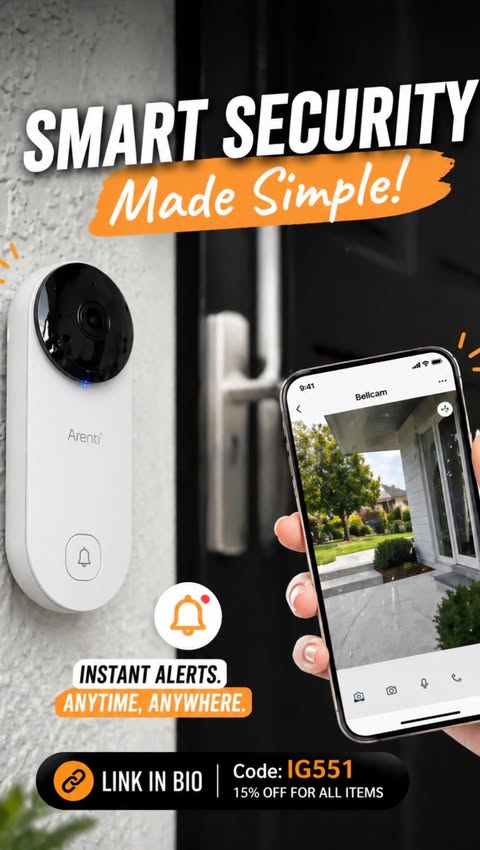 Instagram post by @moonpriyaa for Arenti. Caption reads: [...] security just got easier for us with the....