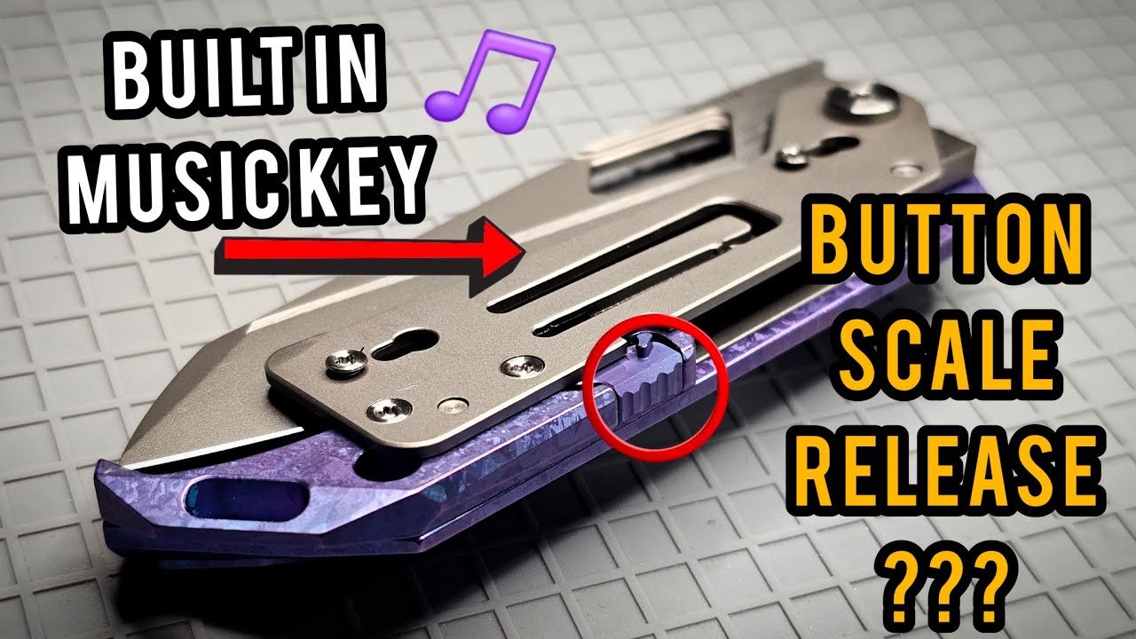 YouTube post by @NeevesKnives for Kanseptknives. Caption reads: GOING QUICK! Musical Acoustics Compact Fidget....