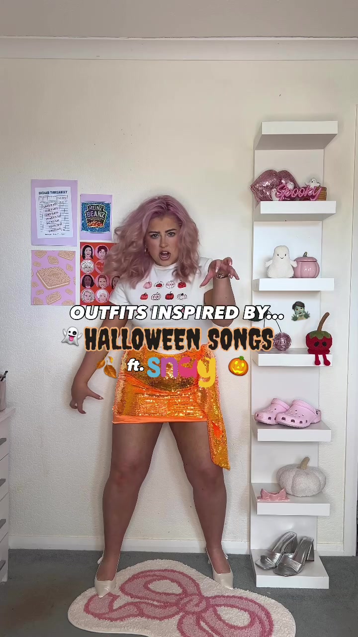 TikTok post by @bbethalexandra for Snag Tights. Caption reads: outfits inspired by halloween songs use code....