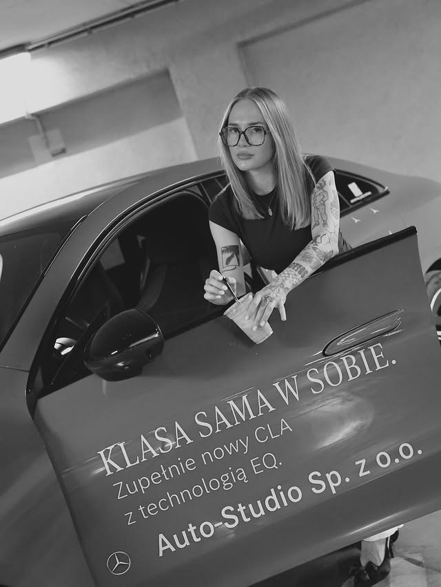 Instagram post by @sztosiara for Mercedes-Benz. Caption reads: omw with CLA 250+ EQ @autostudio_mercedesbenz 🖤....