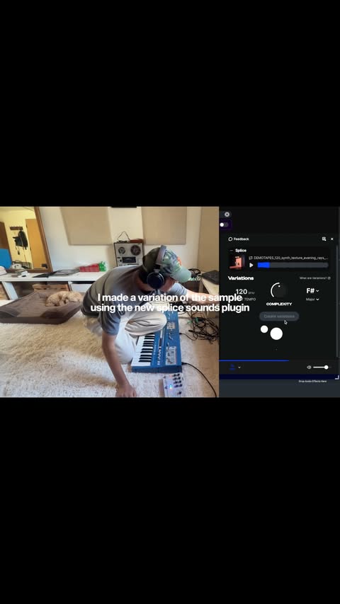 Instagram post by @itsdemotapes for Splice. Caption reads: messing around with the new @splice sounds plugin....