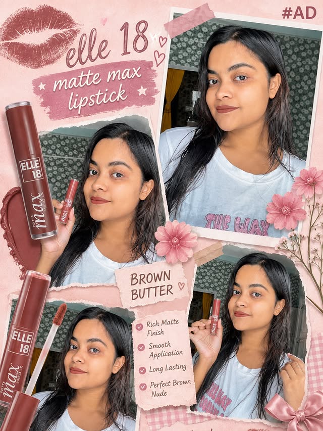 Instagram post by @_.anujaaaa.__ for Elle18. Caption reads: Obsessed with the @elle18_india Matte Max Liquid....