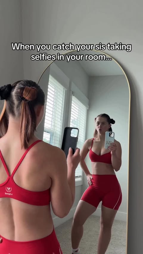 Instagram post by @vallitfit for YoungLA for Her. Caption reads: [...] in your sibling’s room 😭😂 Wearing....