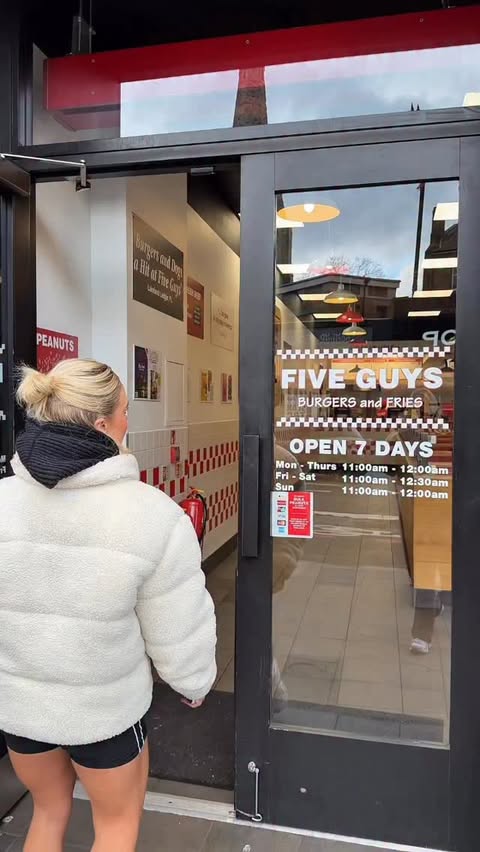 Instagram post by @gabbydawnallen for Five Guys Burgers & Fries. Caption reads: AD Trying to make better choices this year…....