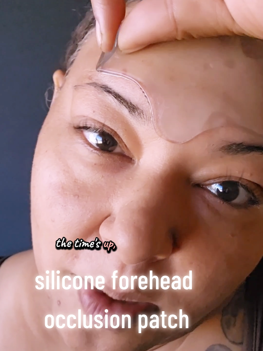 TikTok post by @camiheals for Dermaclara. Caption reads: [...] silicone forehead occlusion patch!....