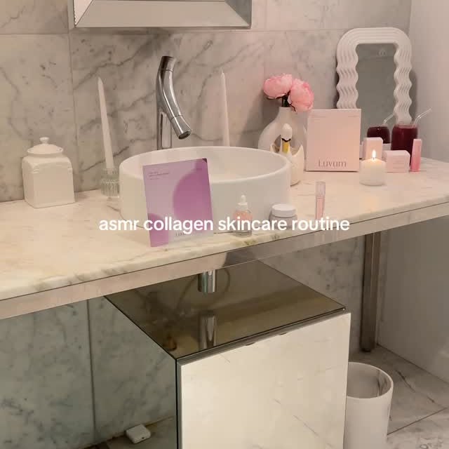 Instagram post by @galiciagordon for Luvum. Caption reads: #LuvumPartner asmr collagen skincare routine ft.....