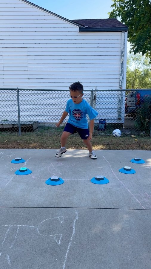 Instagram post by @volar.sport for BlazePod. Caption reads: [...] #TheRealFootballChallenge #blazepod....